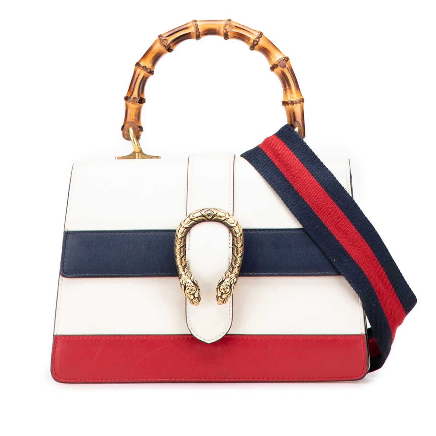 Gucci Medium Leather Bamboo Dionysus Web Satchel