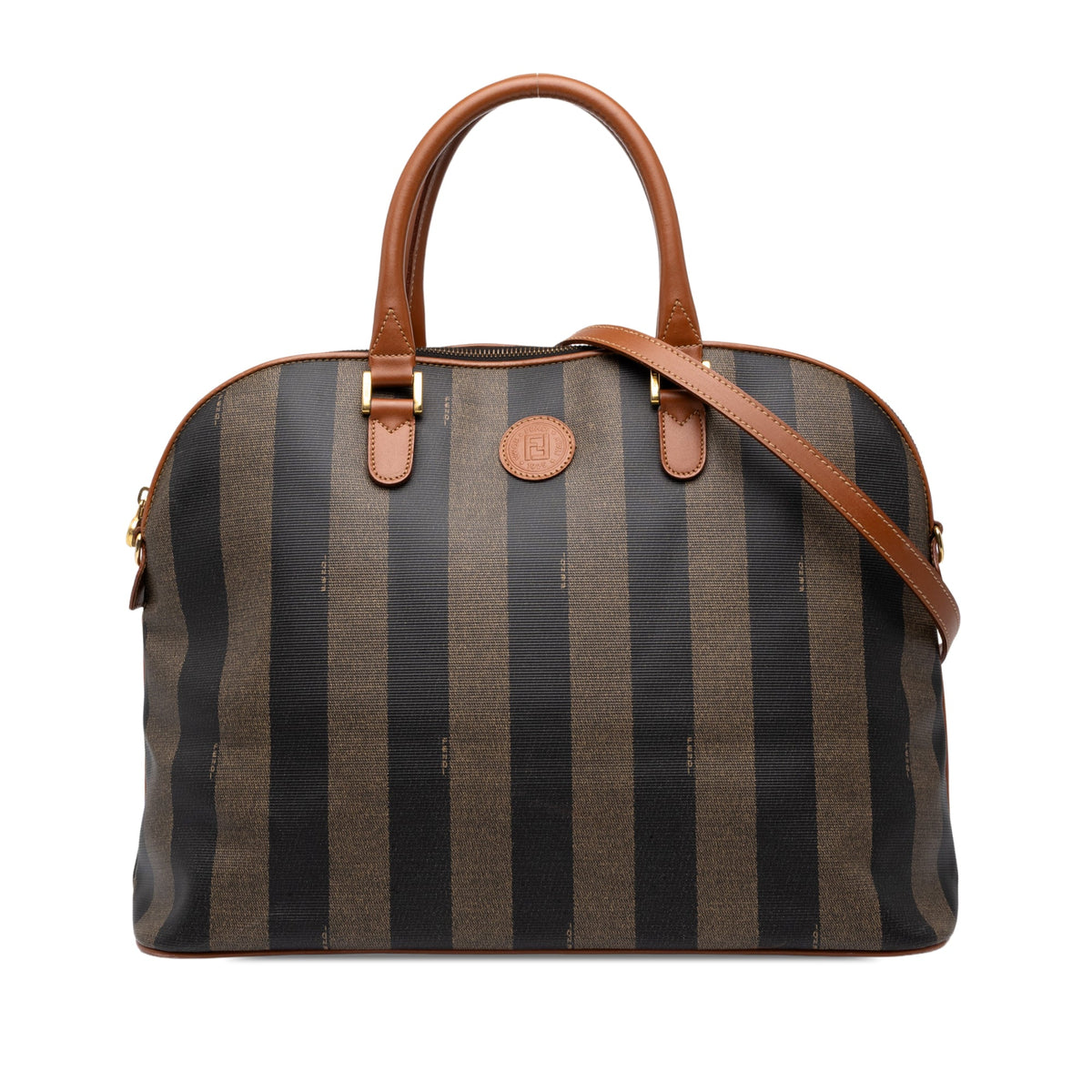 Fendi Pequin Coated Canvas Dome Satchel — Brown