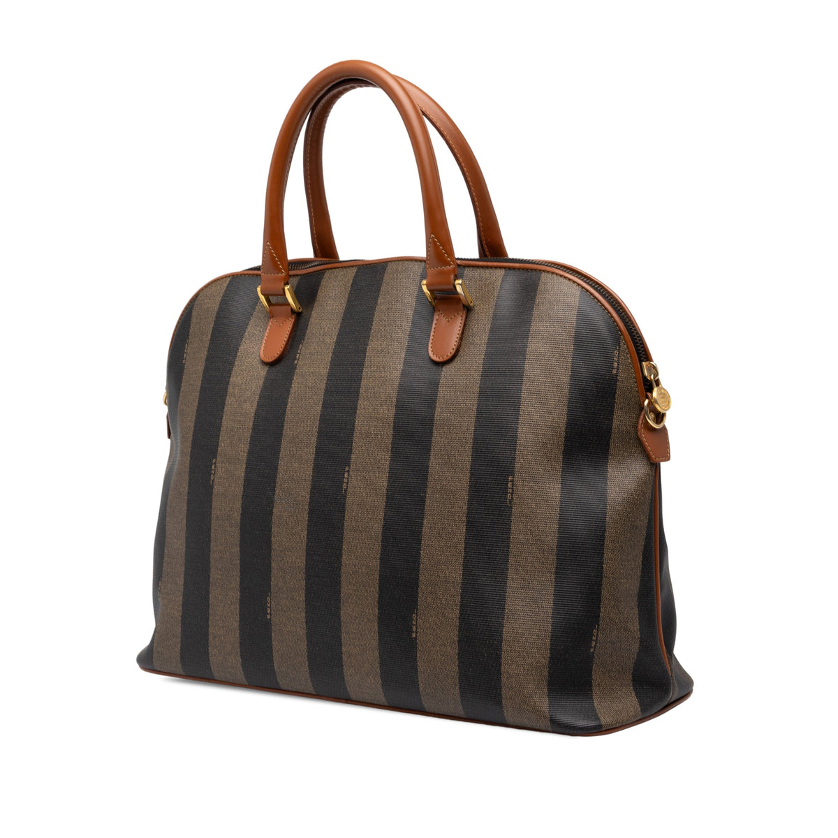 Fendi Pequin Coated Canvas Dome Satchel — Brown