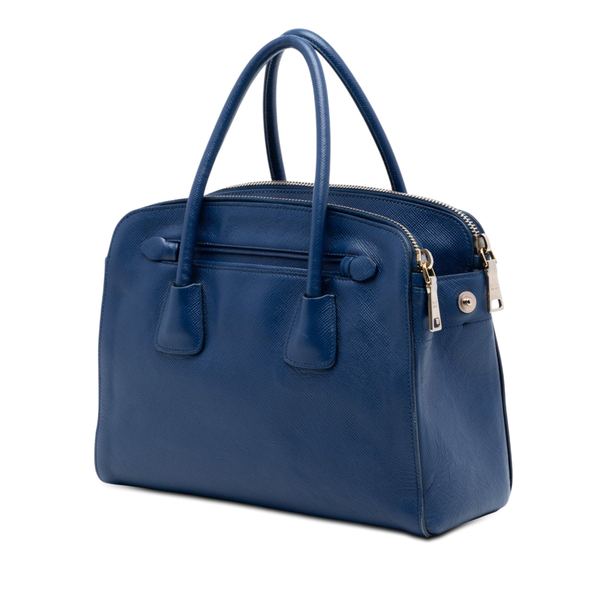 Prada Saffiano Cuir Double Zip Top Handle Bag