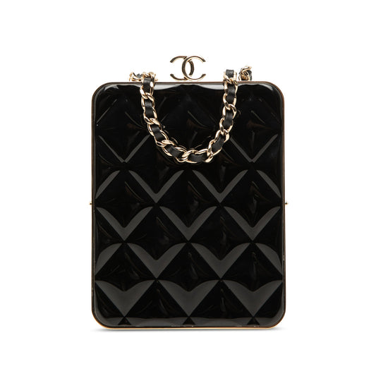 Chanel CC Quilted Acrylic and Lambskin Evening Clutch With Chain