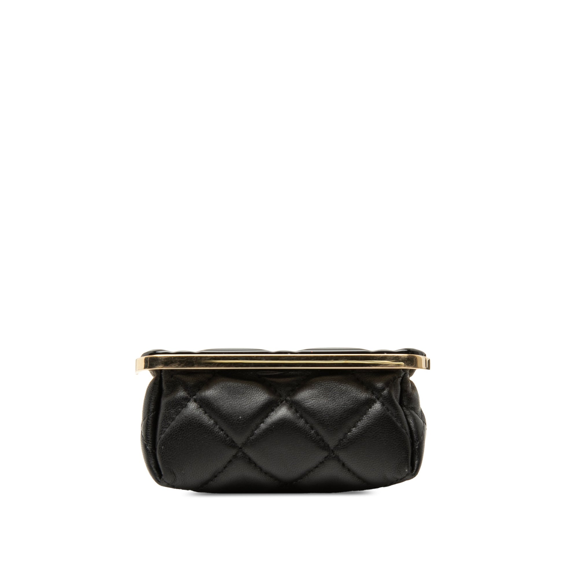 Chanel CC Quilted Acrylic and Lambskin Evening Clutch With Chain