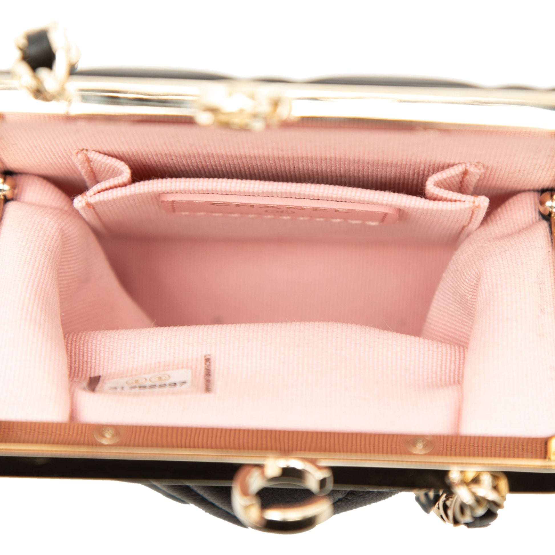 Chanel CC Quilted Acrylic and Lambskin Evening Clutch With Chain
