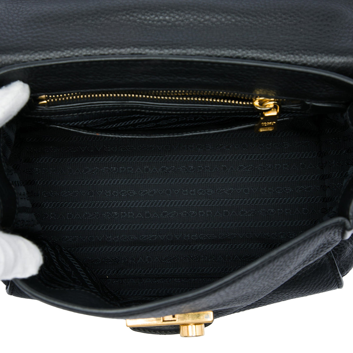 Prada Vitello Daino Soundlock Satchel