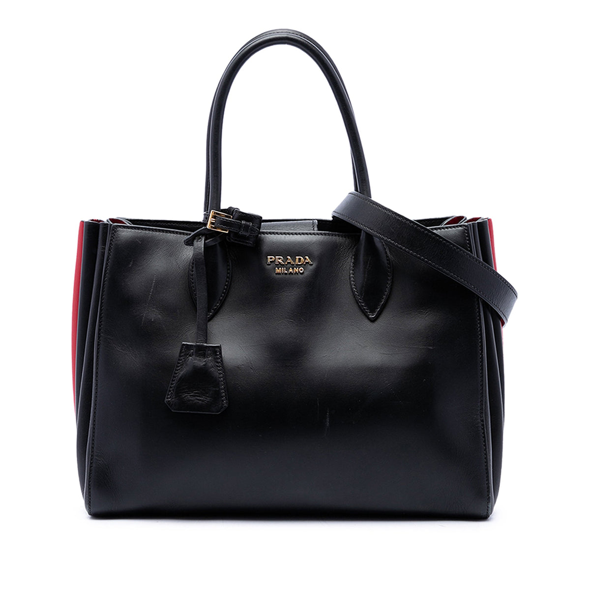 Prada City Calf Bibliotheque Satchel — Black