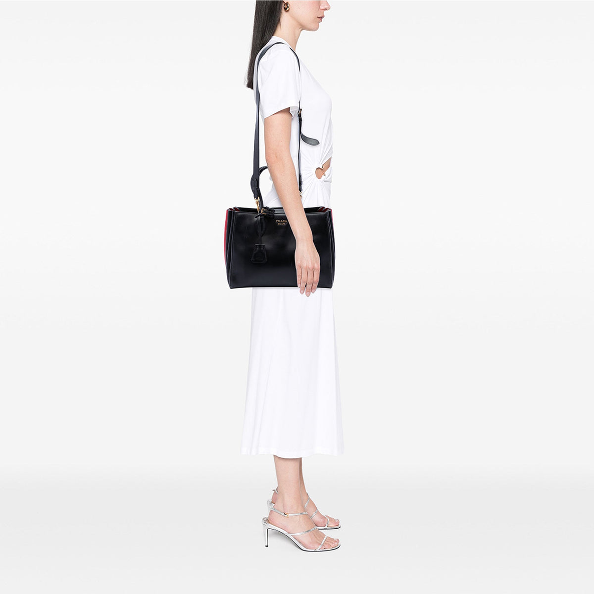 Prada City Calf Bibliotheque Satchel — Black