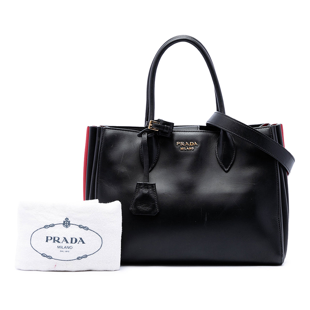 Prada City Calf Bibliotheque Satchel — Black