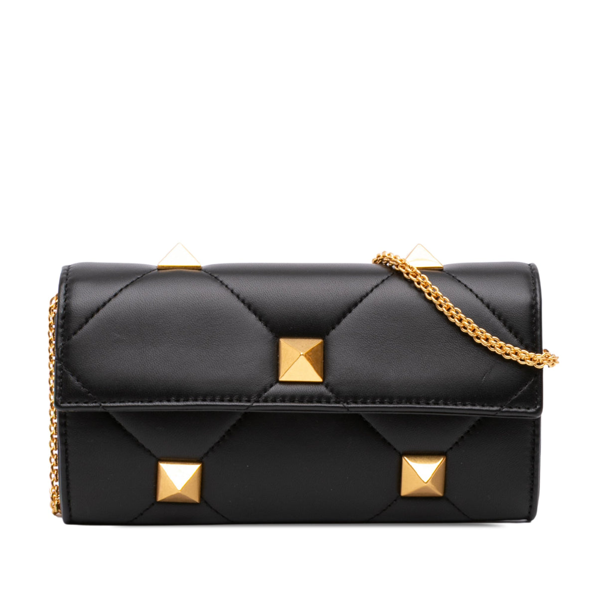 Valentino Nappa Roman Stud Wallet On Chain — Black