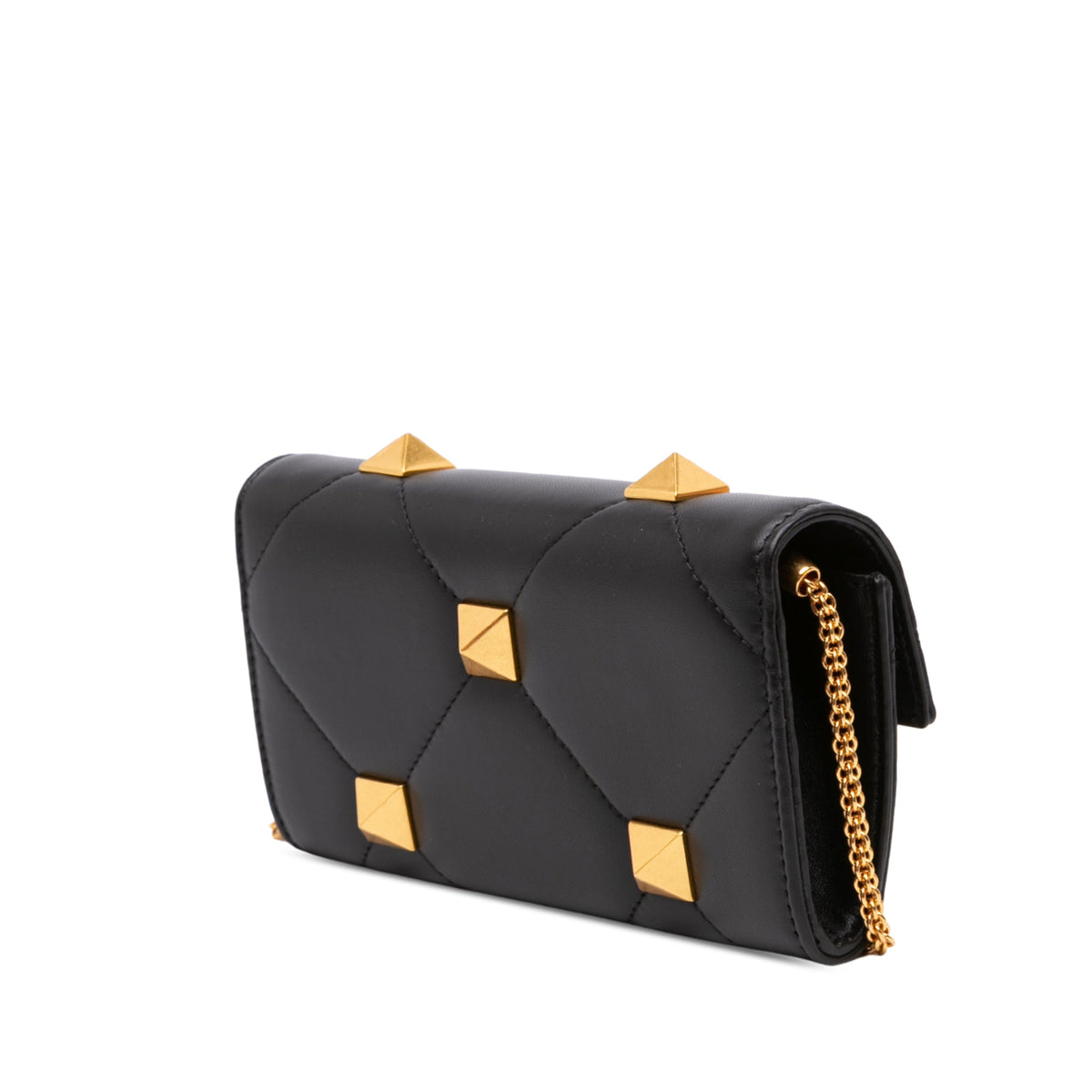 Valentino Nappa Roman Stud Wallet On Chain — Black