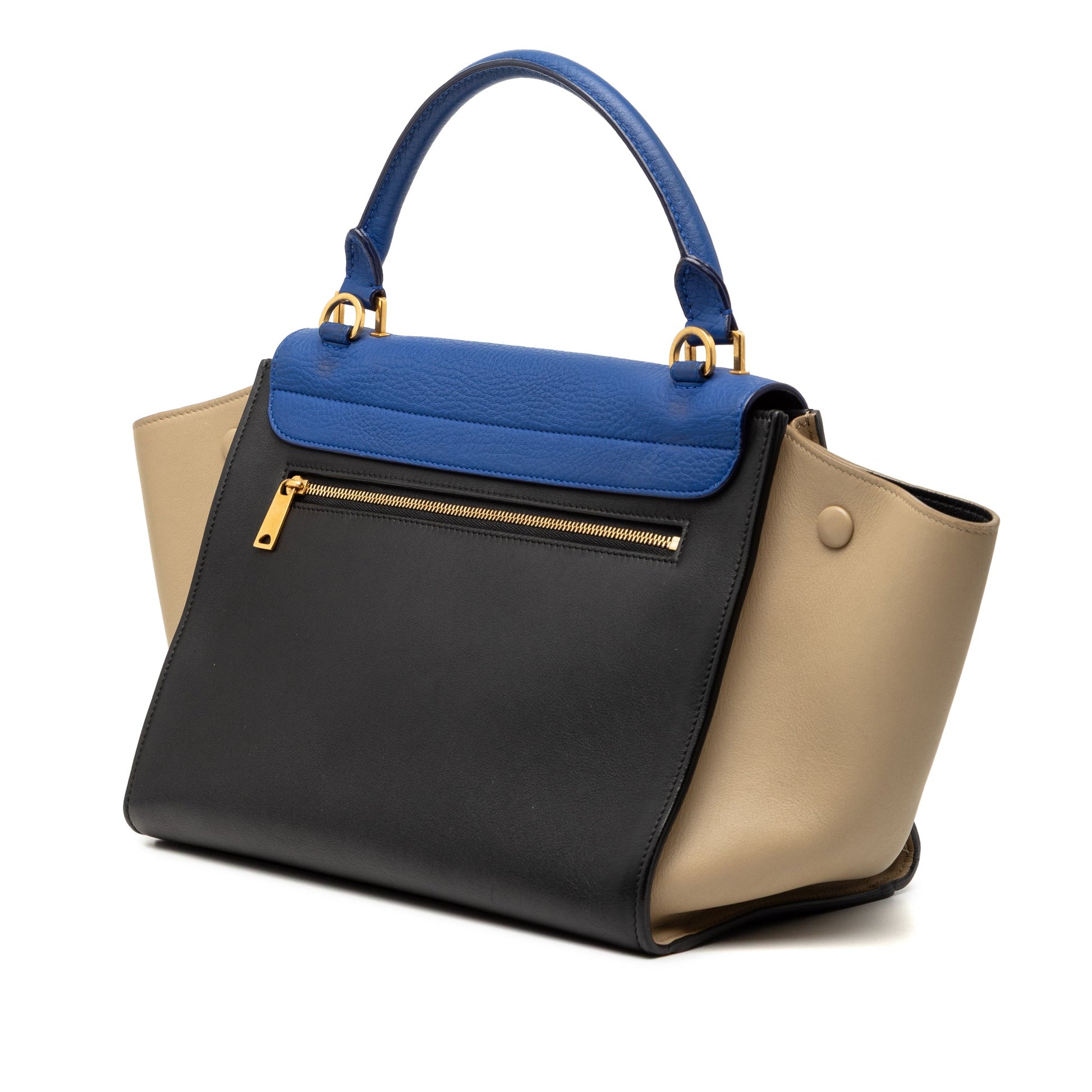 Celine Small Tricolor Leather Trapeze Satchel
