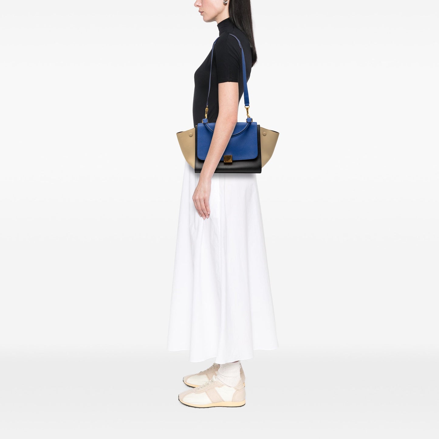 Celine Small Tricolor Leather Trapeze Satchel