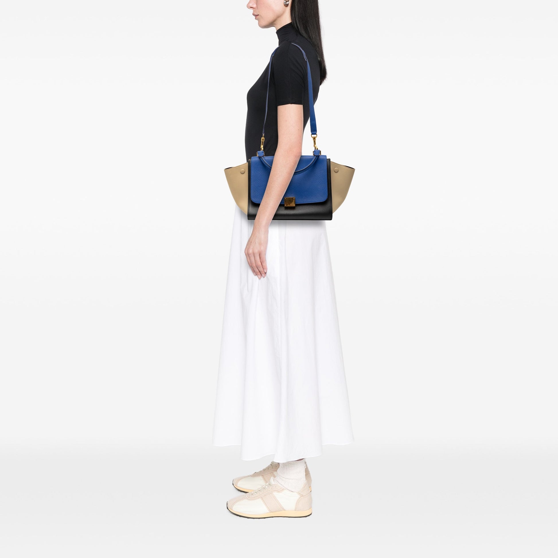 Celine Small Tricolor Leather Trapeze Satchel
