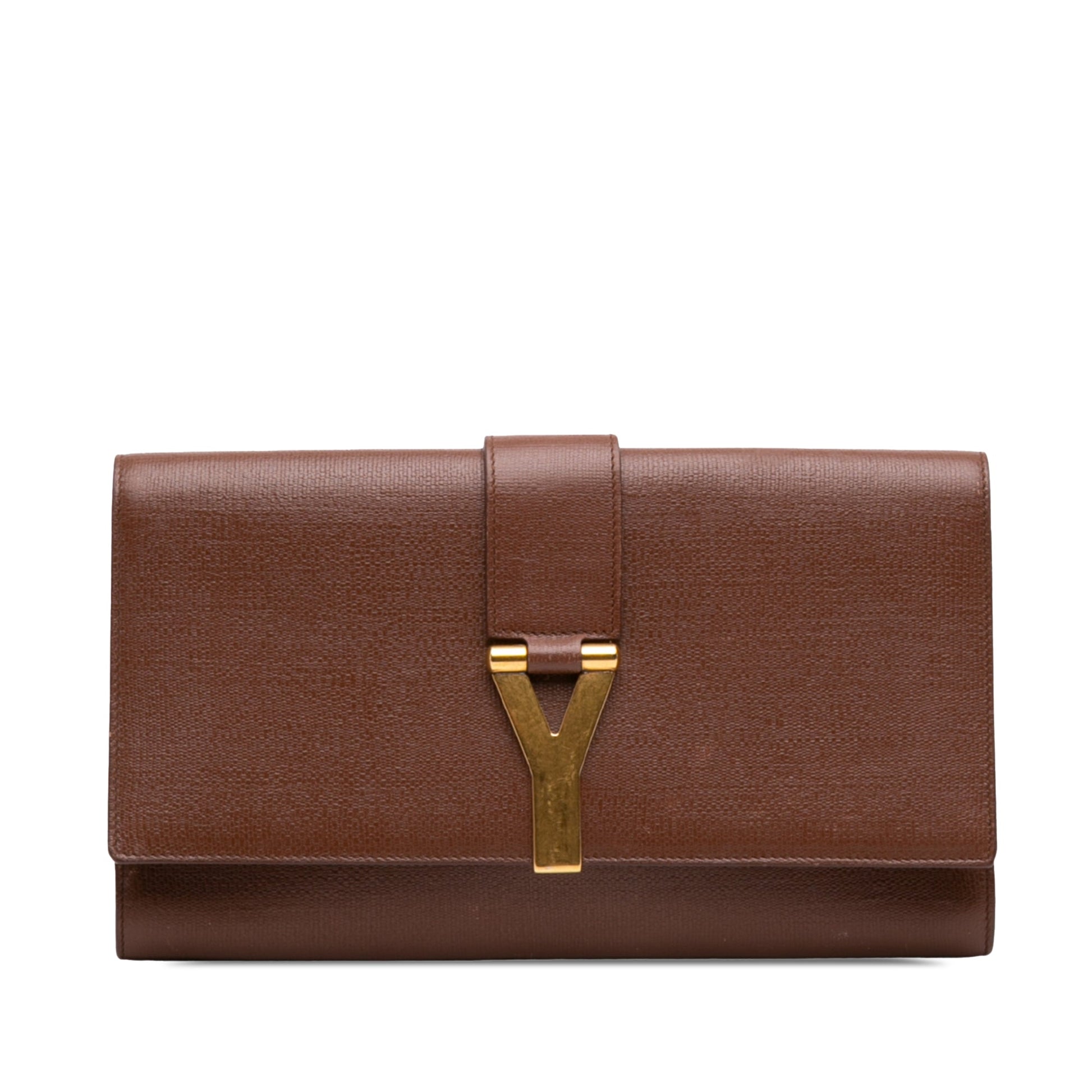Saint Laurent Textured Leather Chyc Ligne Clutch