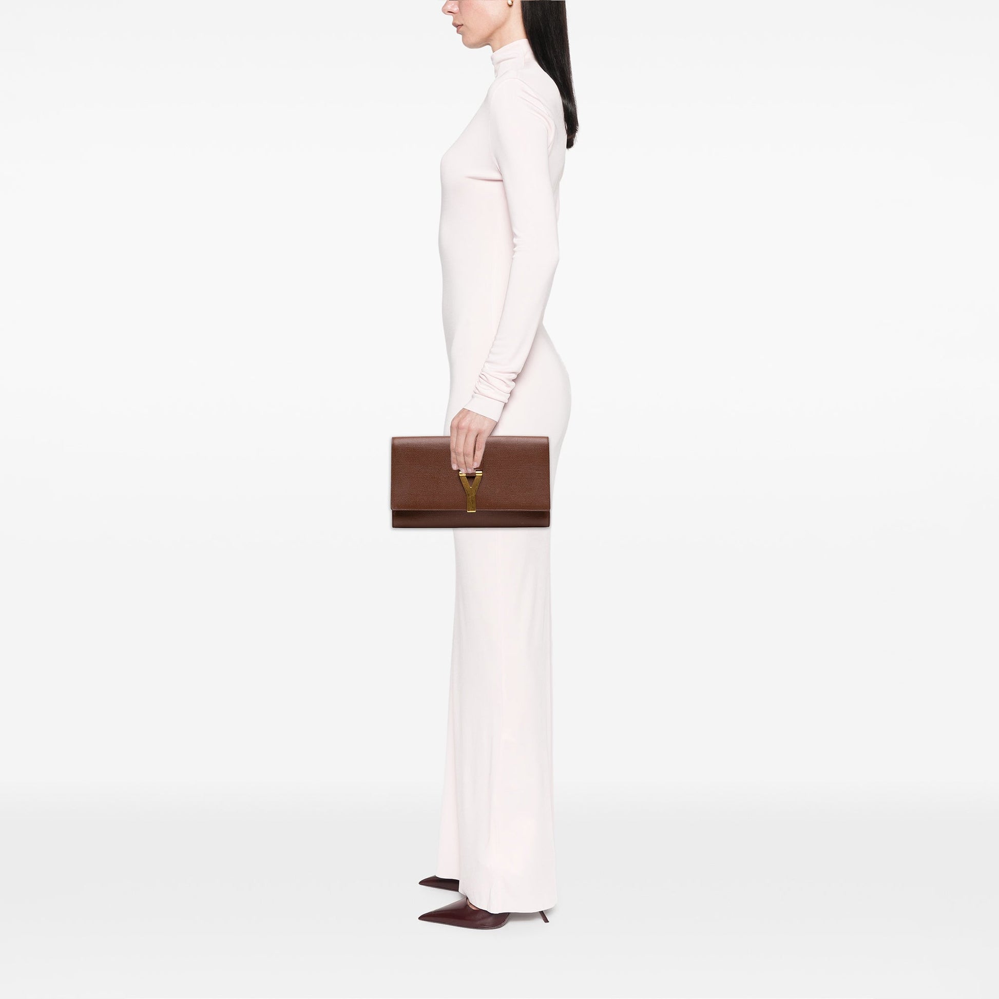 Saint Laurent Textured Leather Chyc Ligne Clutch