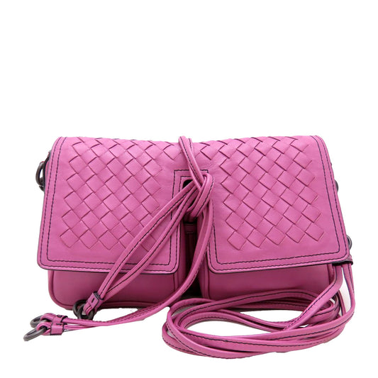 Bottega Veneta Nappa Intrecciato Double Pocket Flap Crossbody