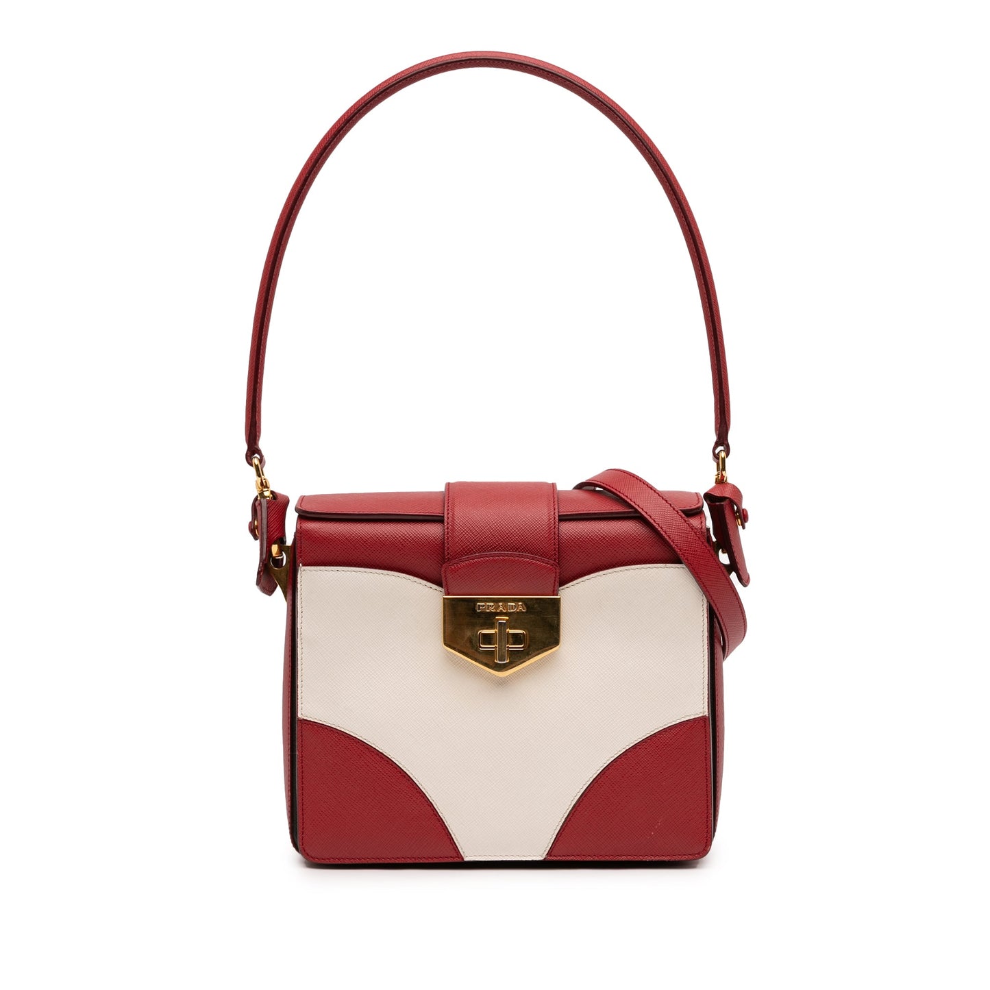 Prada Bicolor Saffiano Turnlock Satchel