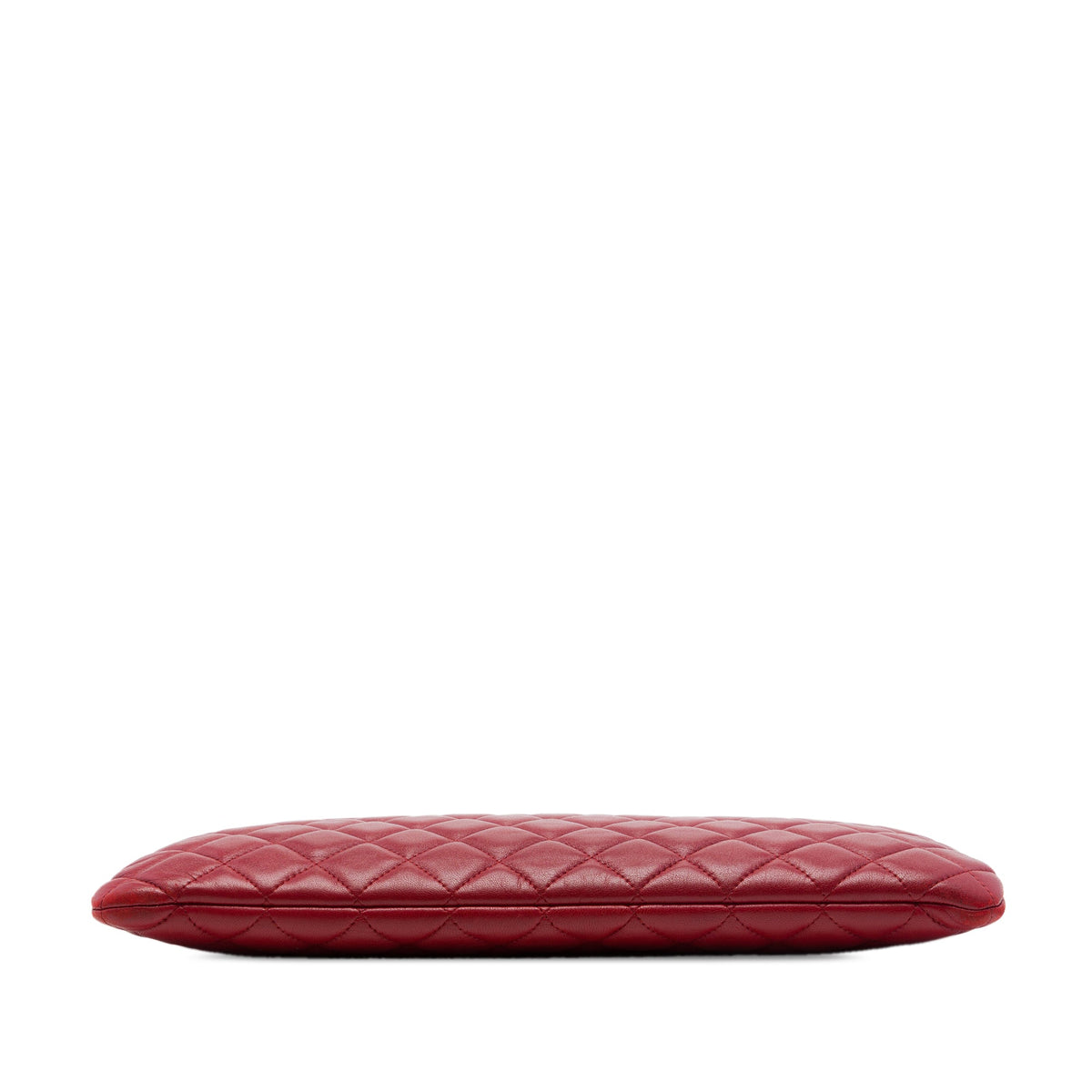 Chanel Large Quilted Lambskin O Case Clutch — Red