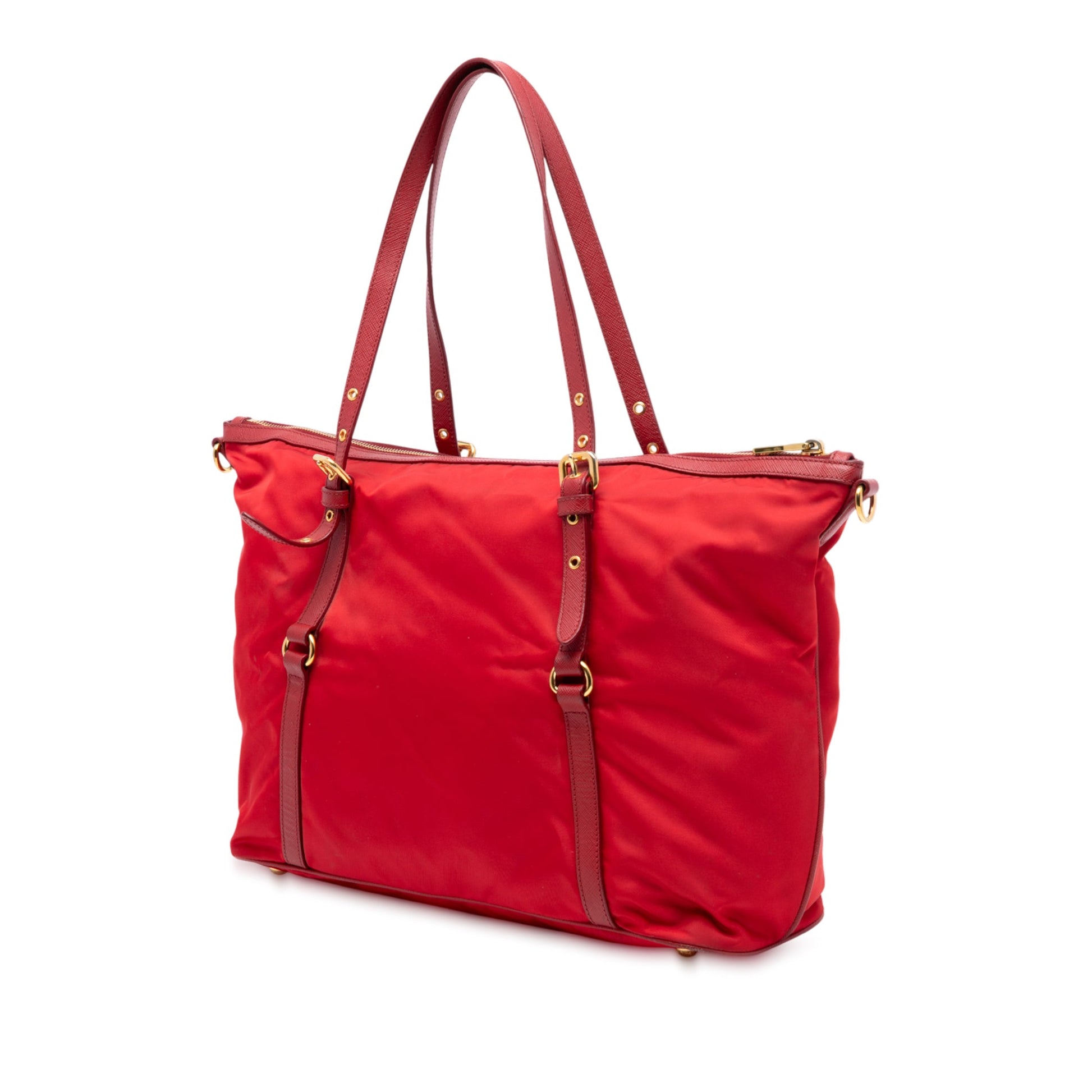 Prada Saffiano Trimmed Tessuto Satchel