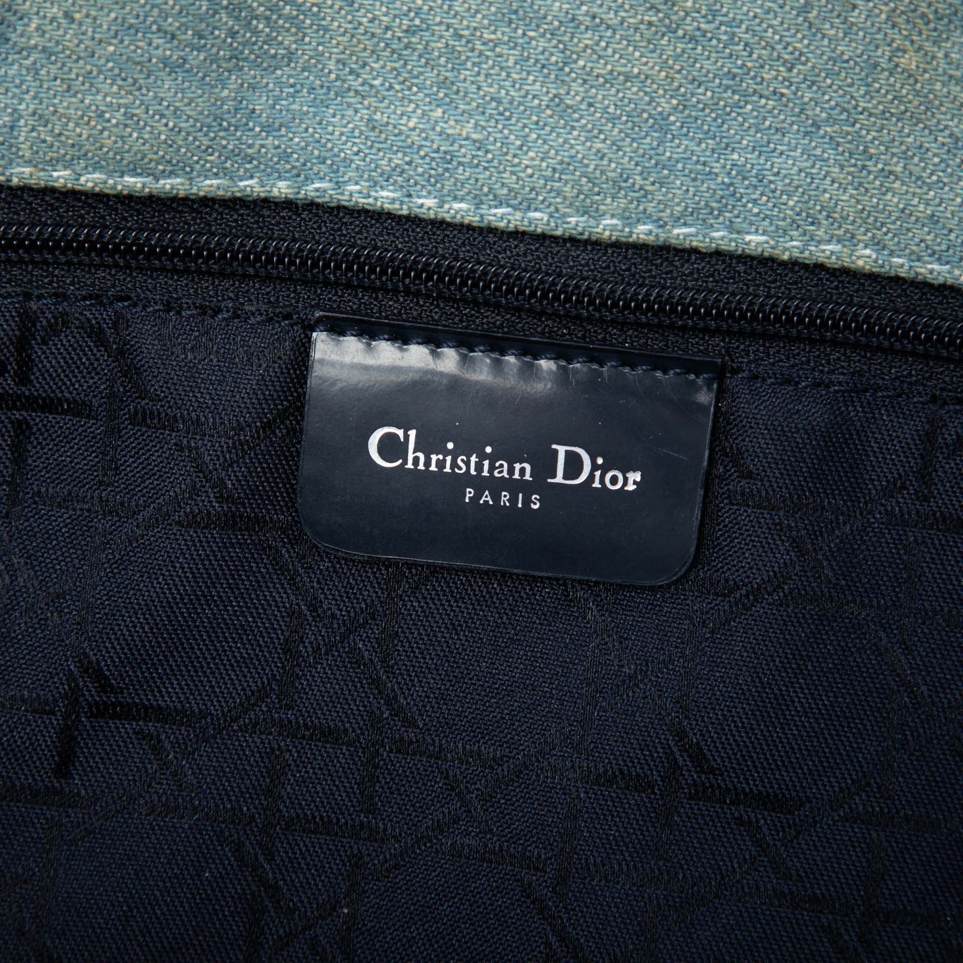 Dior Large Denim Cannage Acrylic Handles Lady Dior