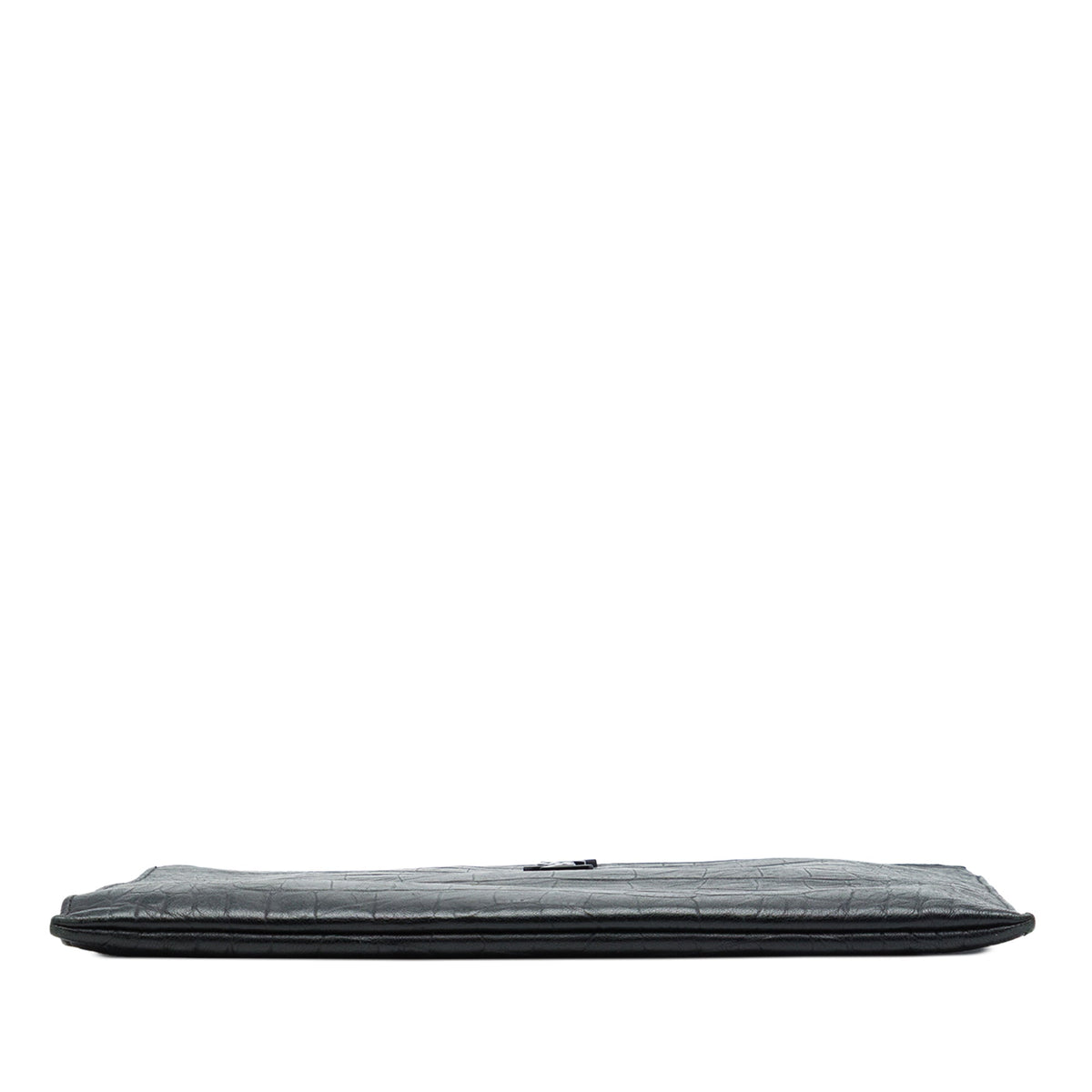 Saint Laurent Croc Embossed Leather Monogram iPad Case — Black