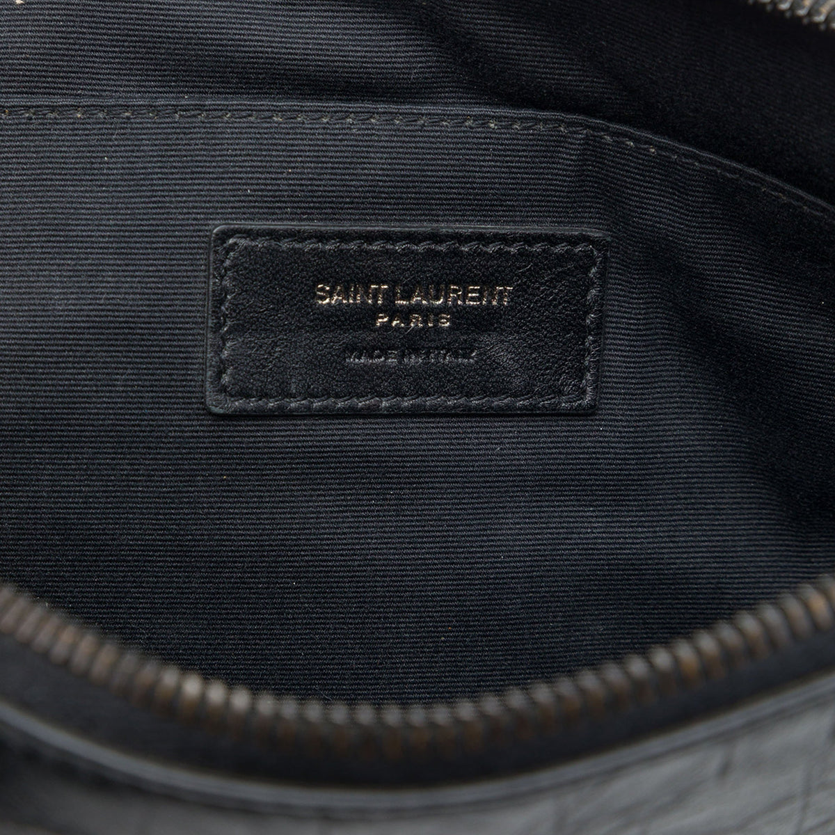 Saint Laurent Croc Embossed Leather Monogram iPad Case — Black