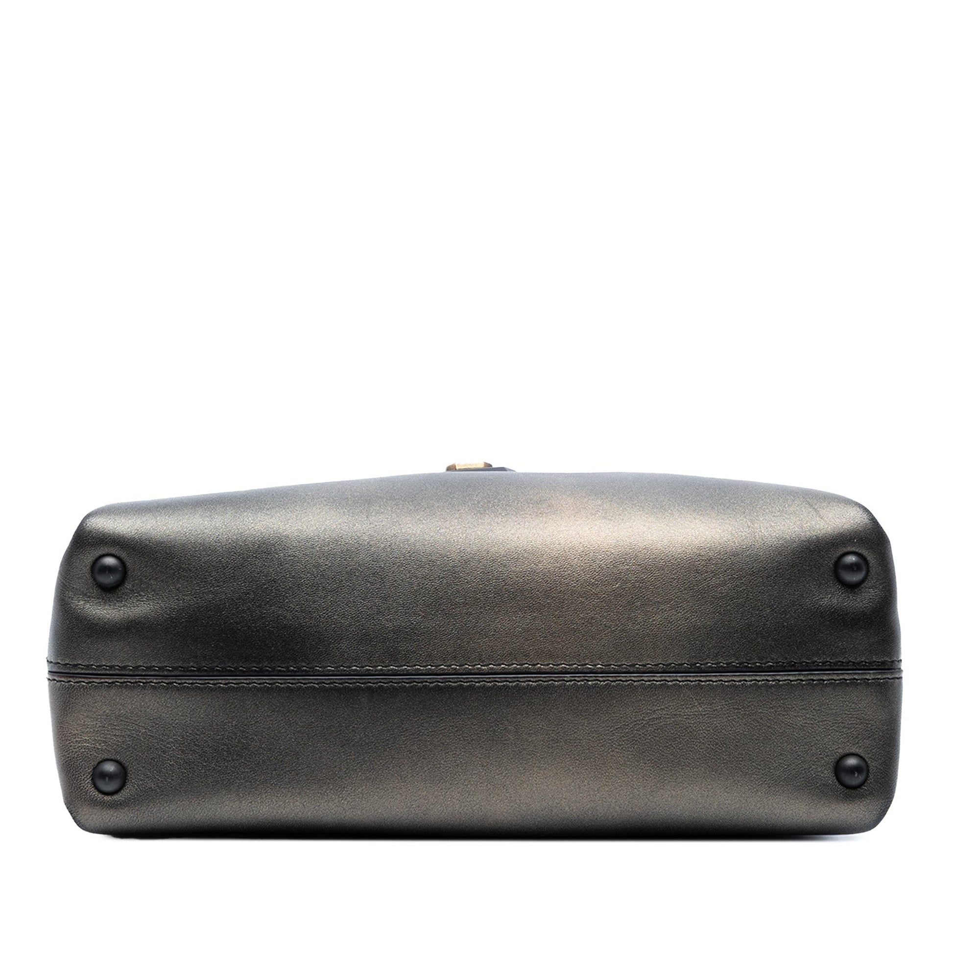 Bottega Veneta Small Intrecciato Trimmed Metallic Nappa Grommet Piazza Satchel