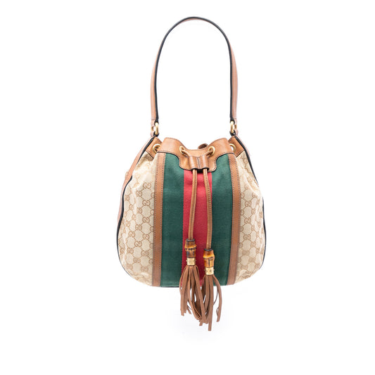 Gucci GG Canvas Web Rania Drawstring Hobo