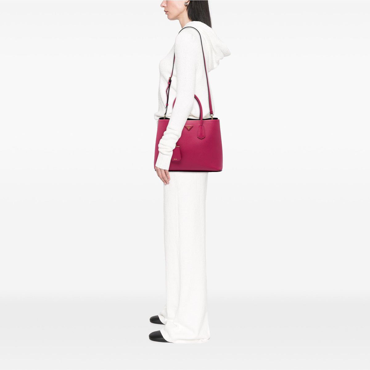 Prada Medium Saffiano Cuir Double Satchel — Pink