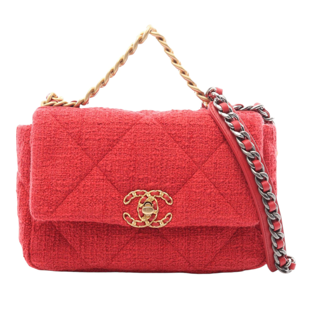 Chanel Medium Tweed 19 Flap — Pink