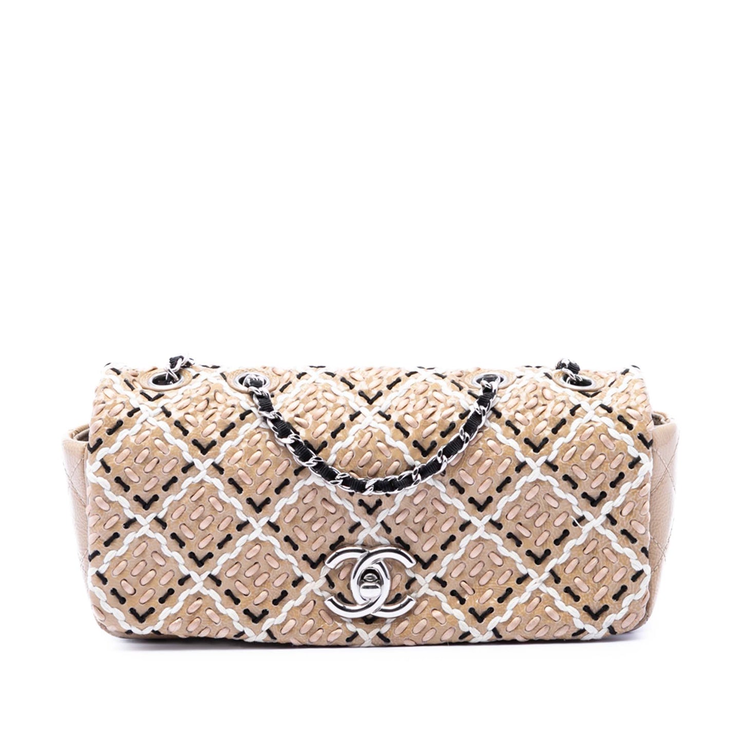 Chanel CC Patent Woven Stitch Full Flap