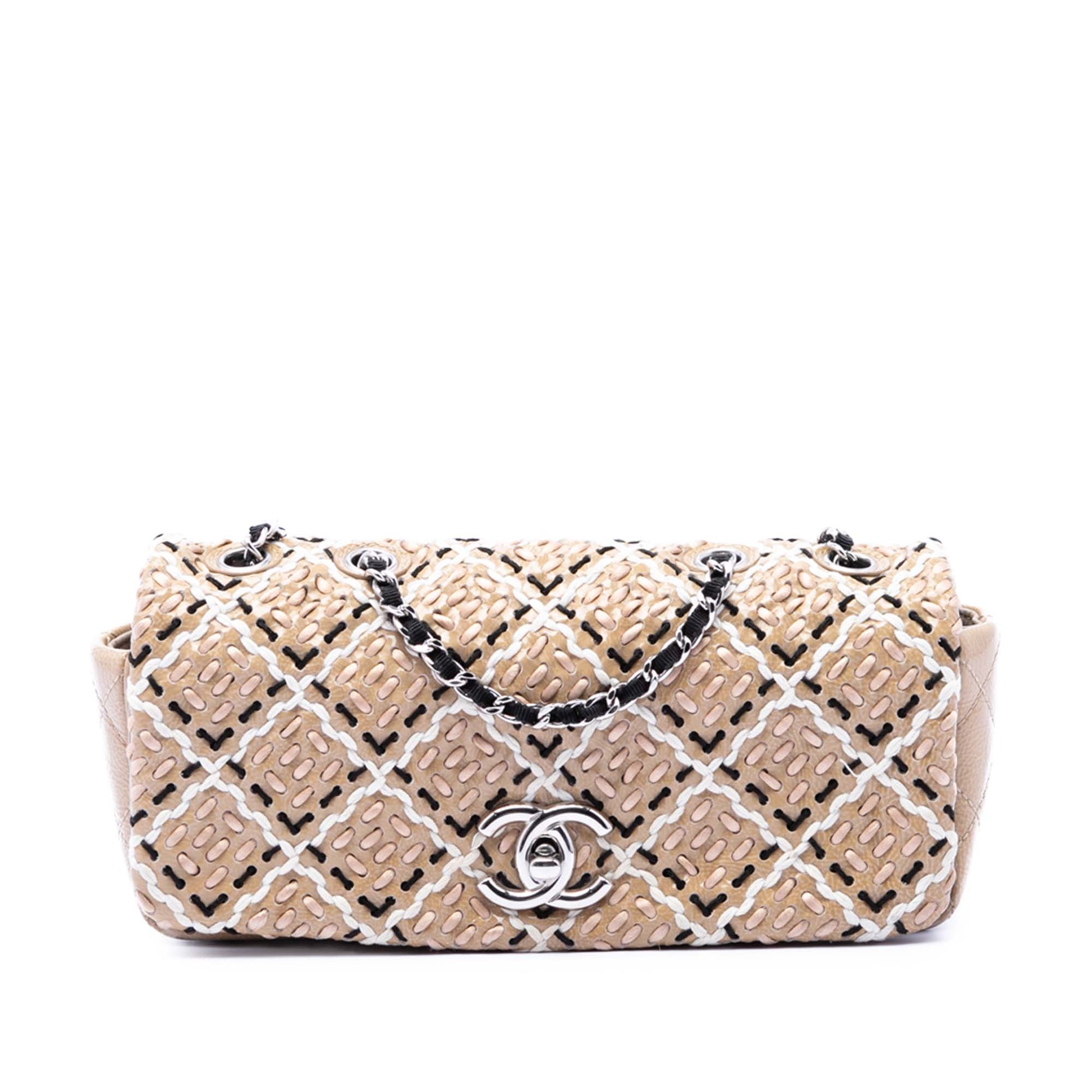 Chanel CC Patent Woven Stitch Full Flap