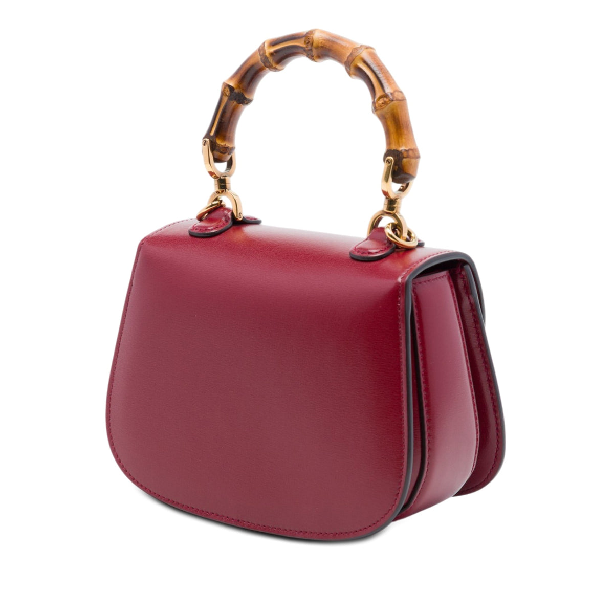 Gucci Mini Calfskin 1947 Bamboo Top Handle Bag — Red