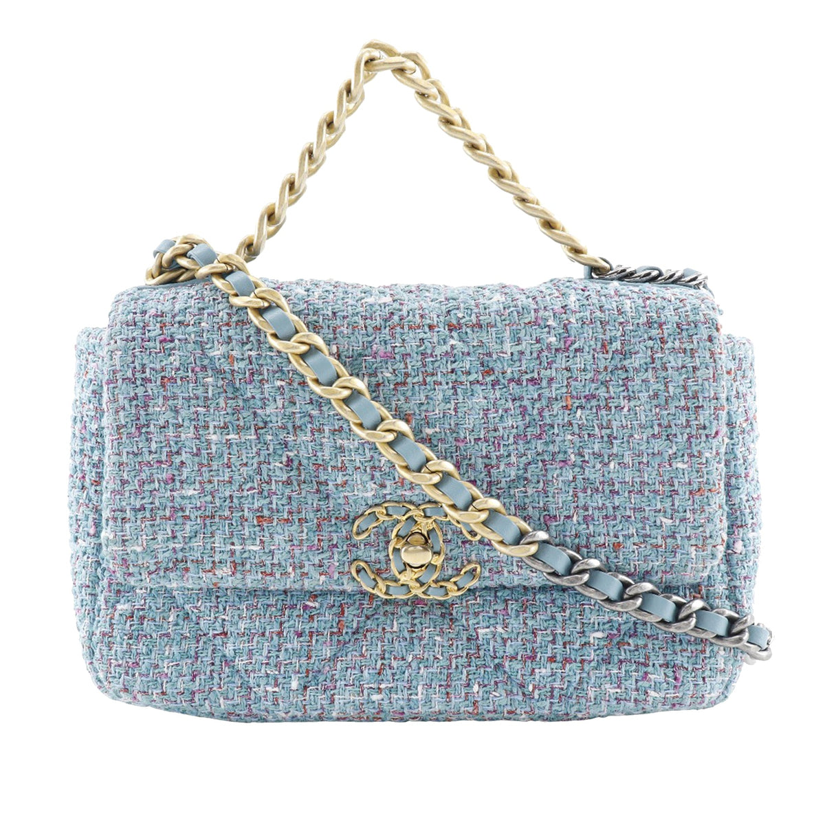 Chanel Medium Tweed 19 Flap — Blue