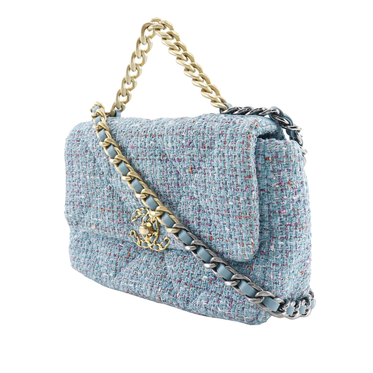 Chanel Medium Tweed 19 Flap — Blue