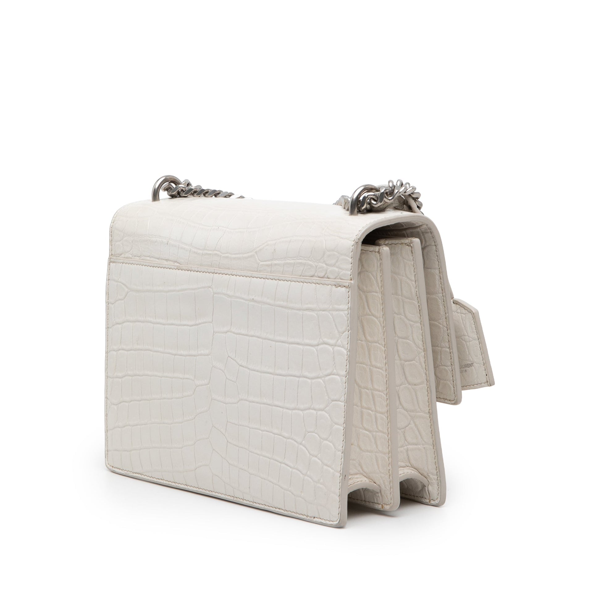 Saint Laurent Medium Croc Embossed Leather Monogram Sunset Crossbody