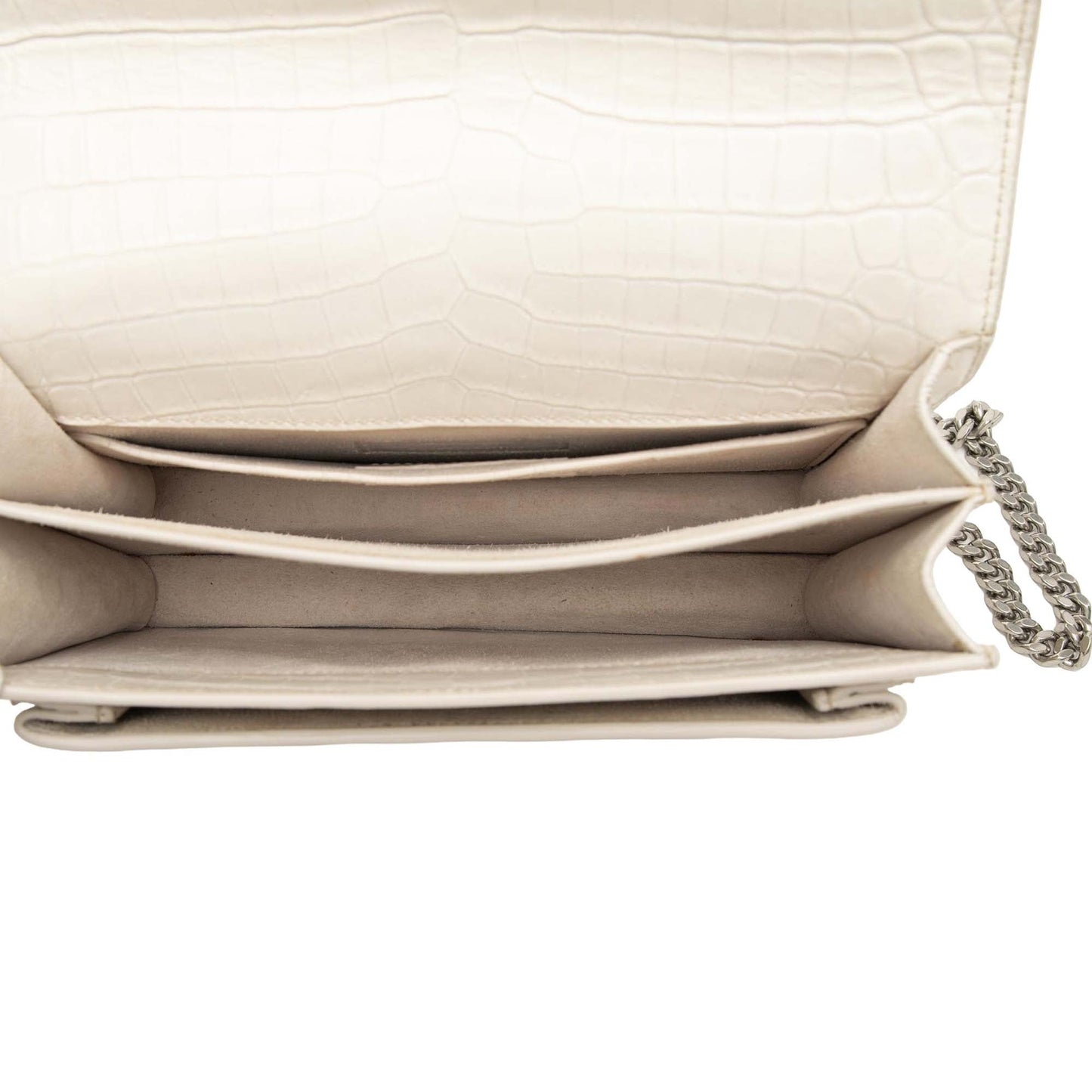 Saint Laurent Medium Croc Embossed Leather Monogram Sunset Crossbody