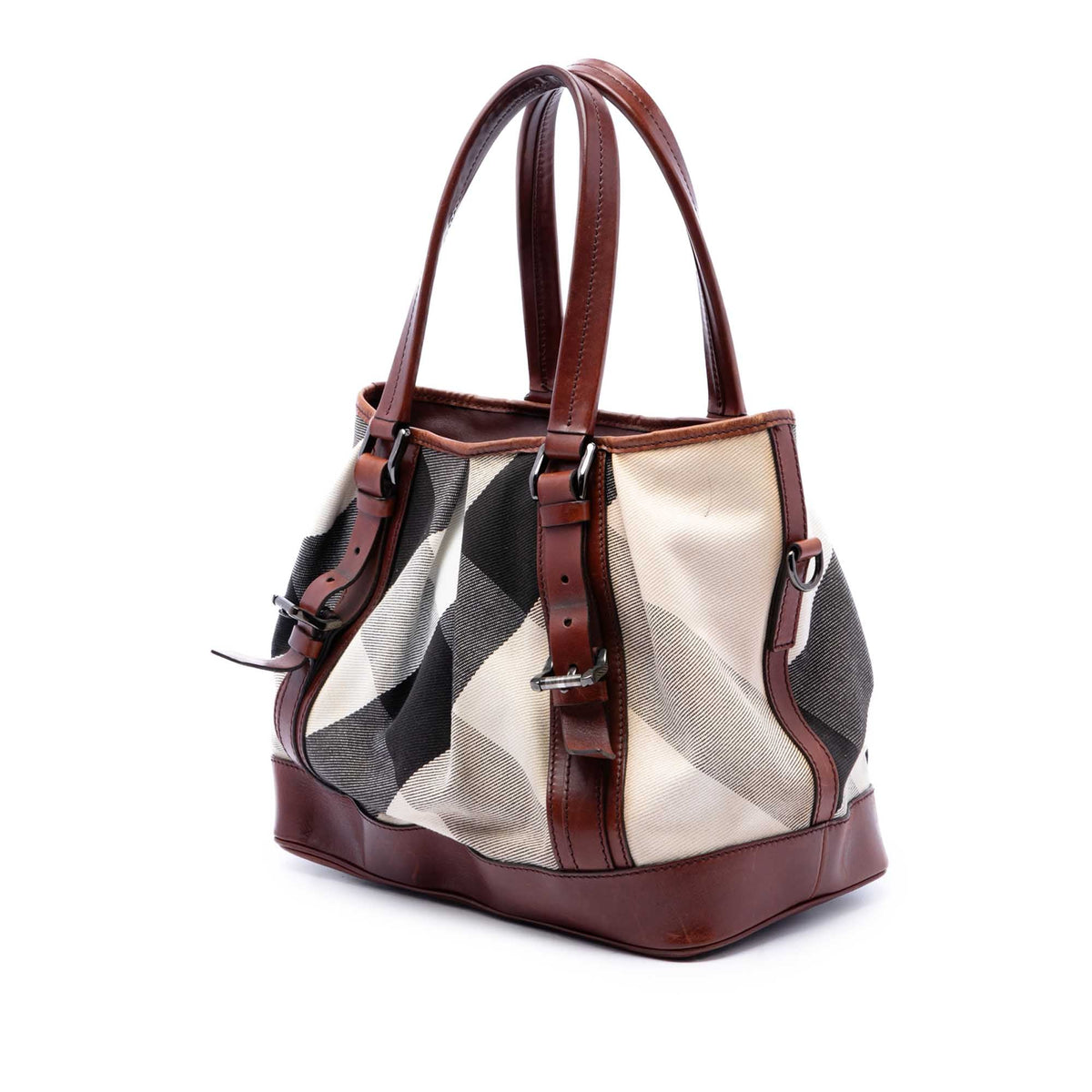 Burberry Mega Check Canvas Lowry Satchel — Beige