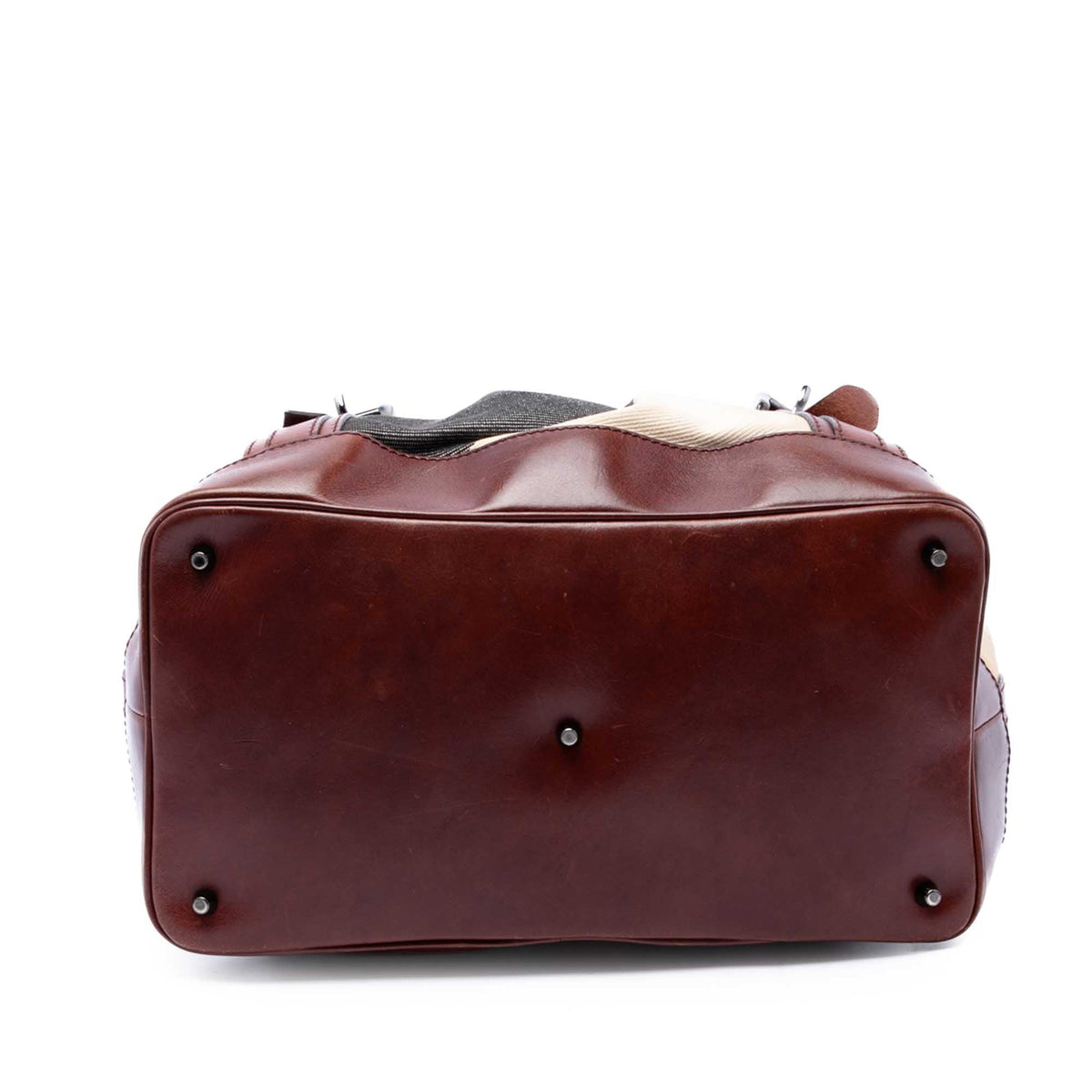 Burberry Mega Check Canvas Lowry Satchel — Beige