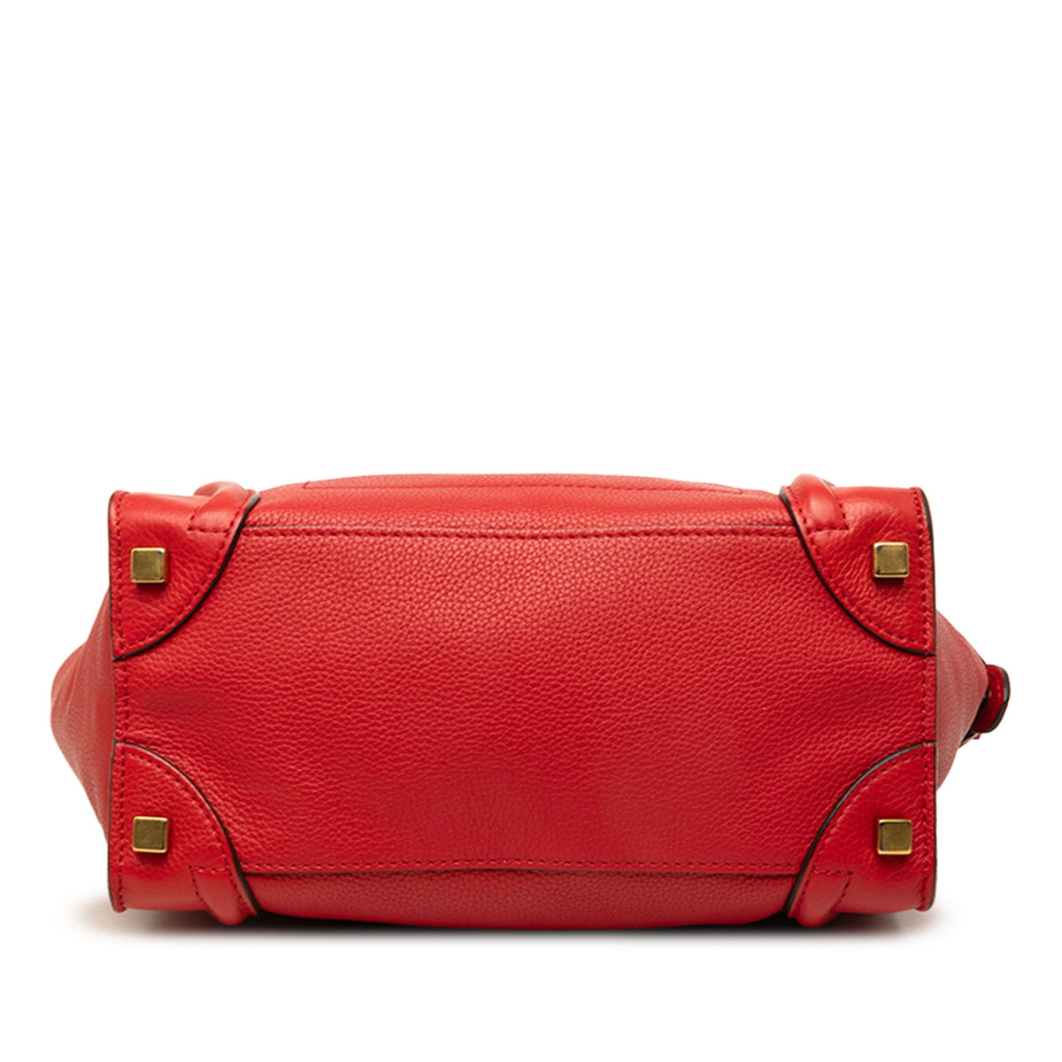 Celine Micro Drummed Calfskin Luggage Tote — Red