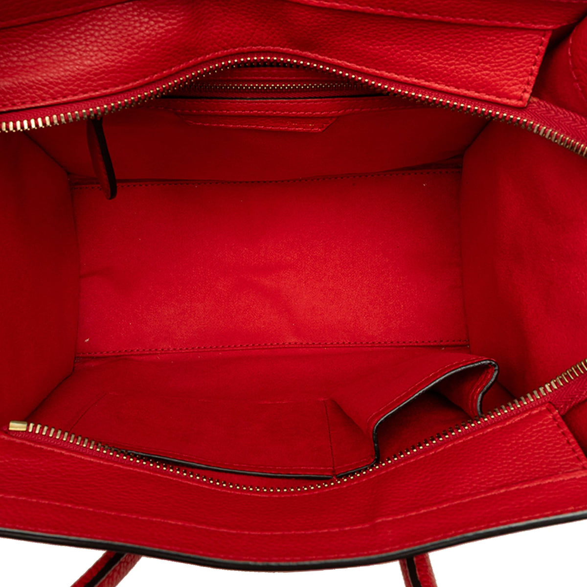 Celine Micro Drummed Calfskin Luggage Tote — Red