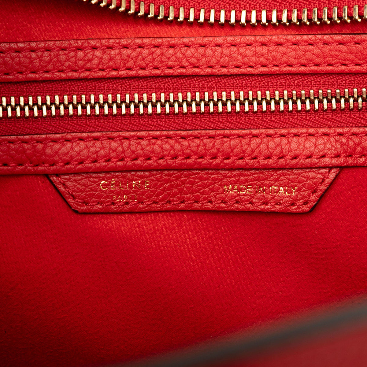 Celine Micro Drummed Calfskin Luggage Tote — Red
