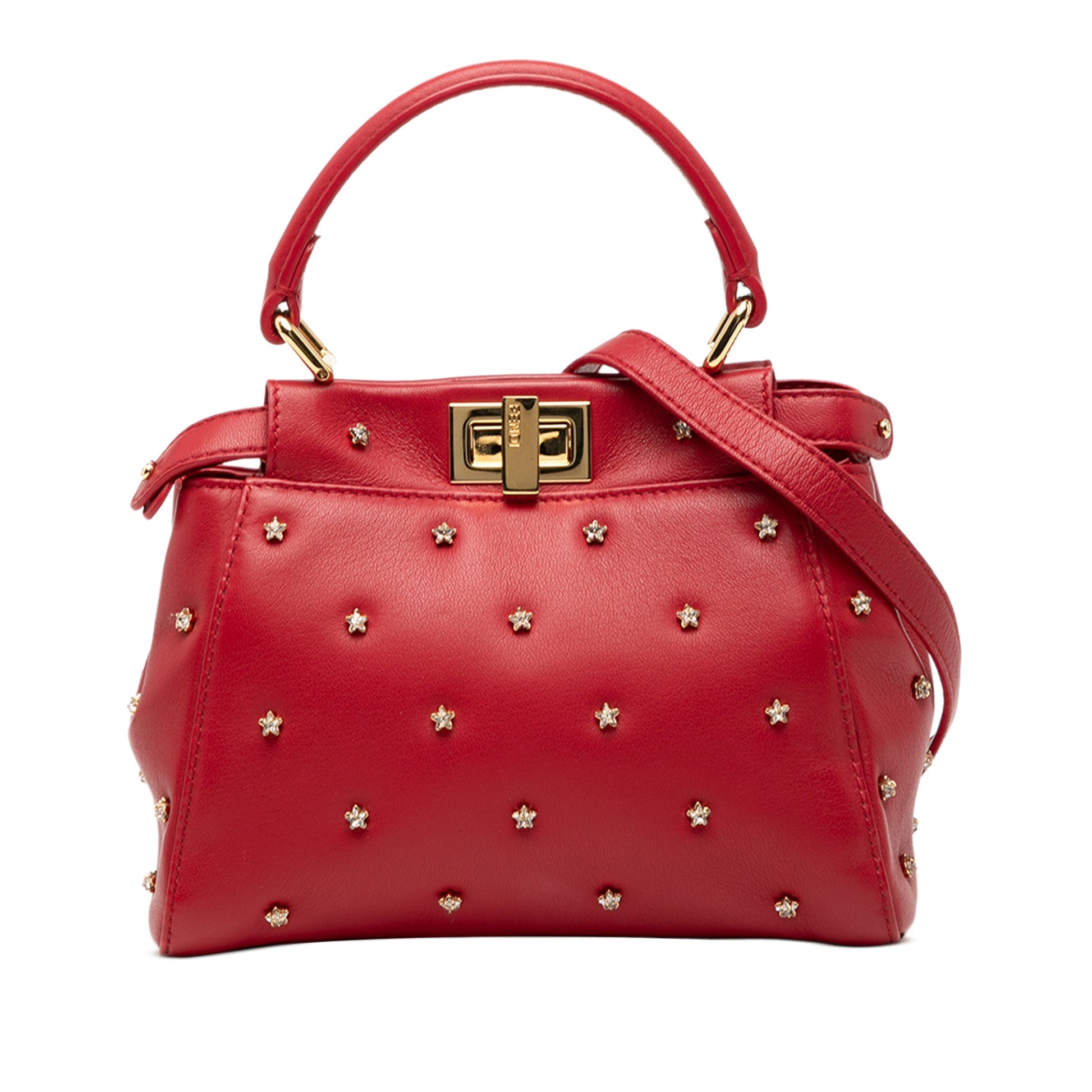 Fendi XS Crystal Star Studded Peekaboo Iconic Satchel