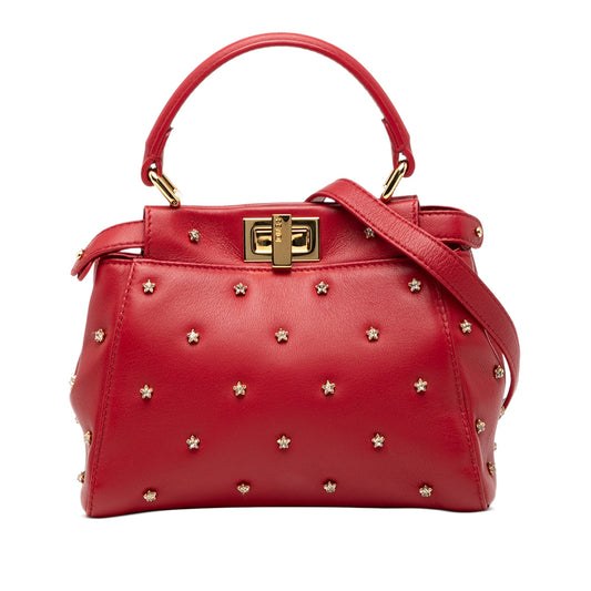 Fendi XS Crystal Star Studded Peekaboo Iconic Satchel
