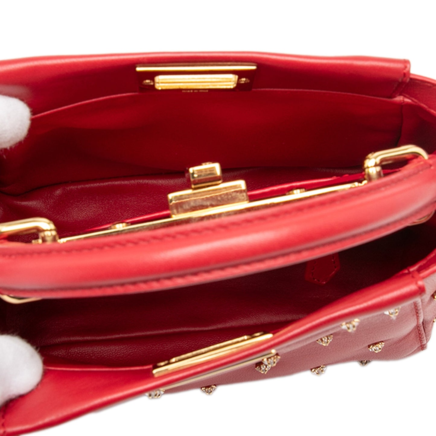 Fendi XS Crystal Star Studded Peekaboo Iconic Satchel