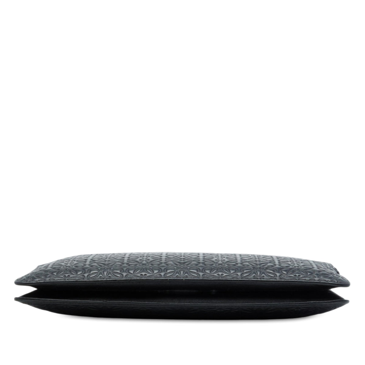 LOEWE Embossed Anagram Calfskin Repeat Double Flat Pouch — Black