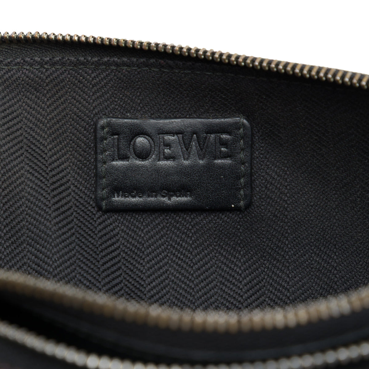 LOEWE Embossed Anagram Calfskin Repeat Double Flat Pouch — Black