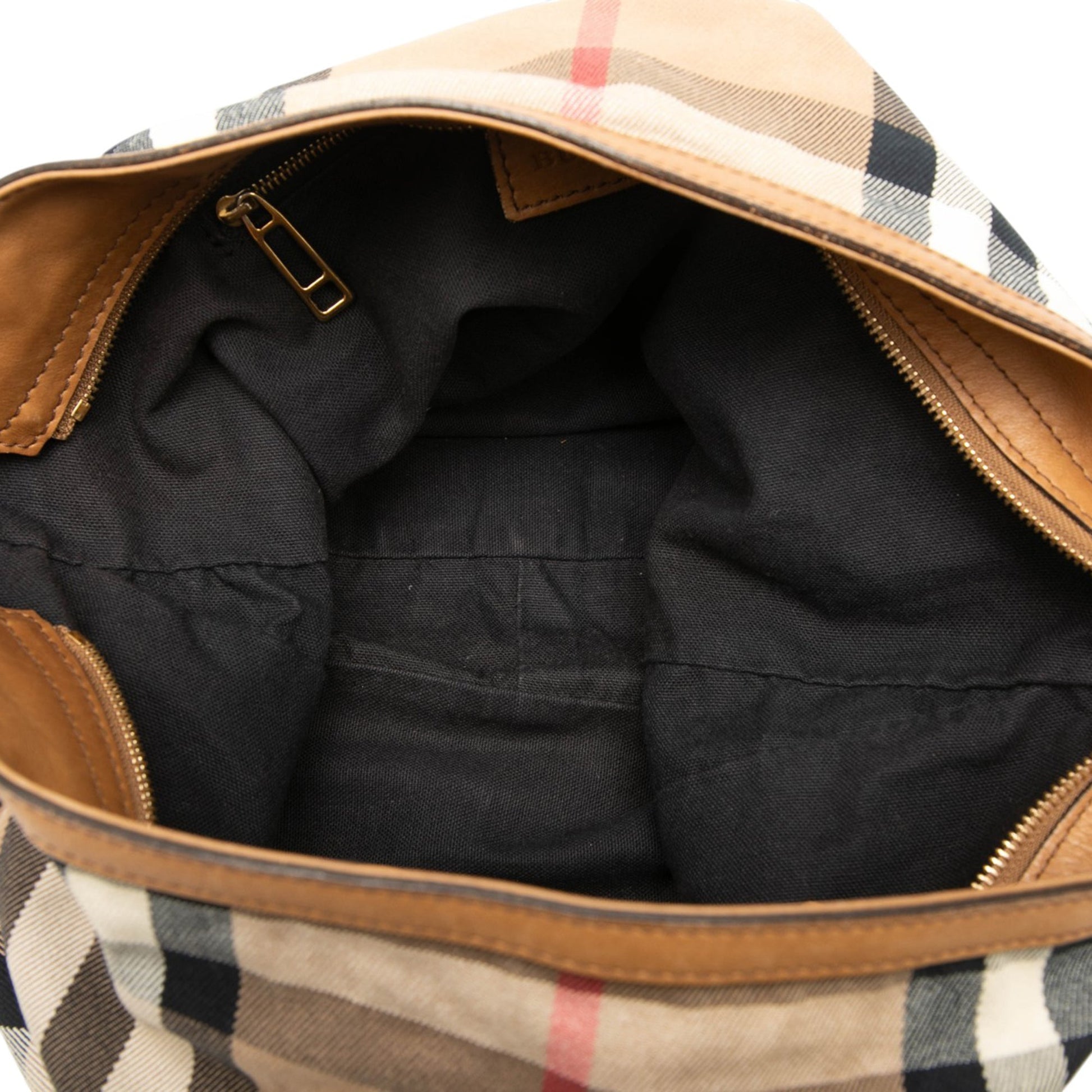 Burberry Medium House Check Canvas Ashwood Hobo
