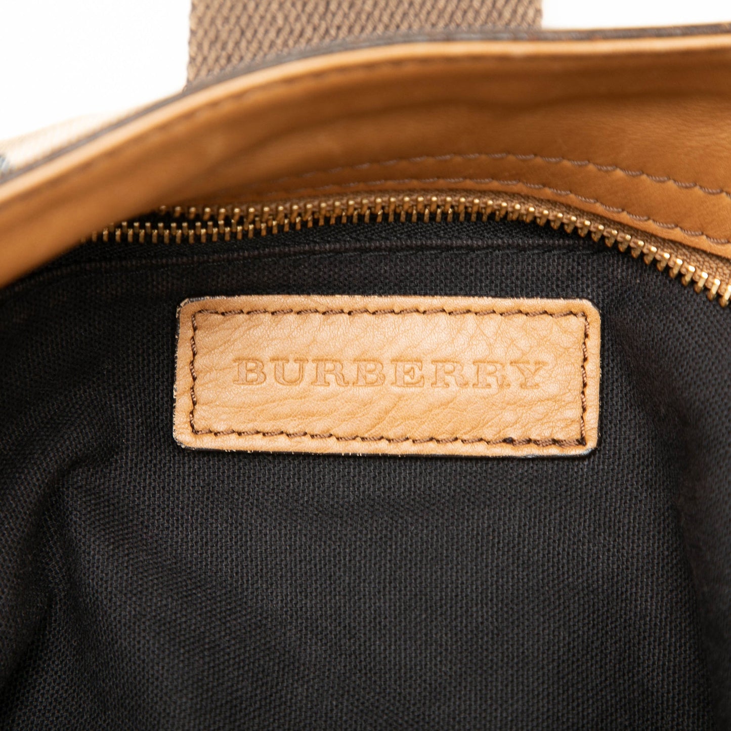 Burberry Medium House Check Canvas Ashwood Hobo