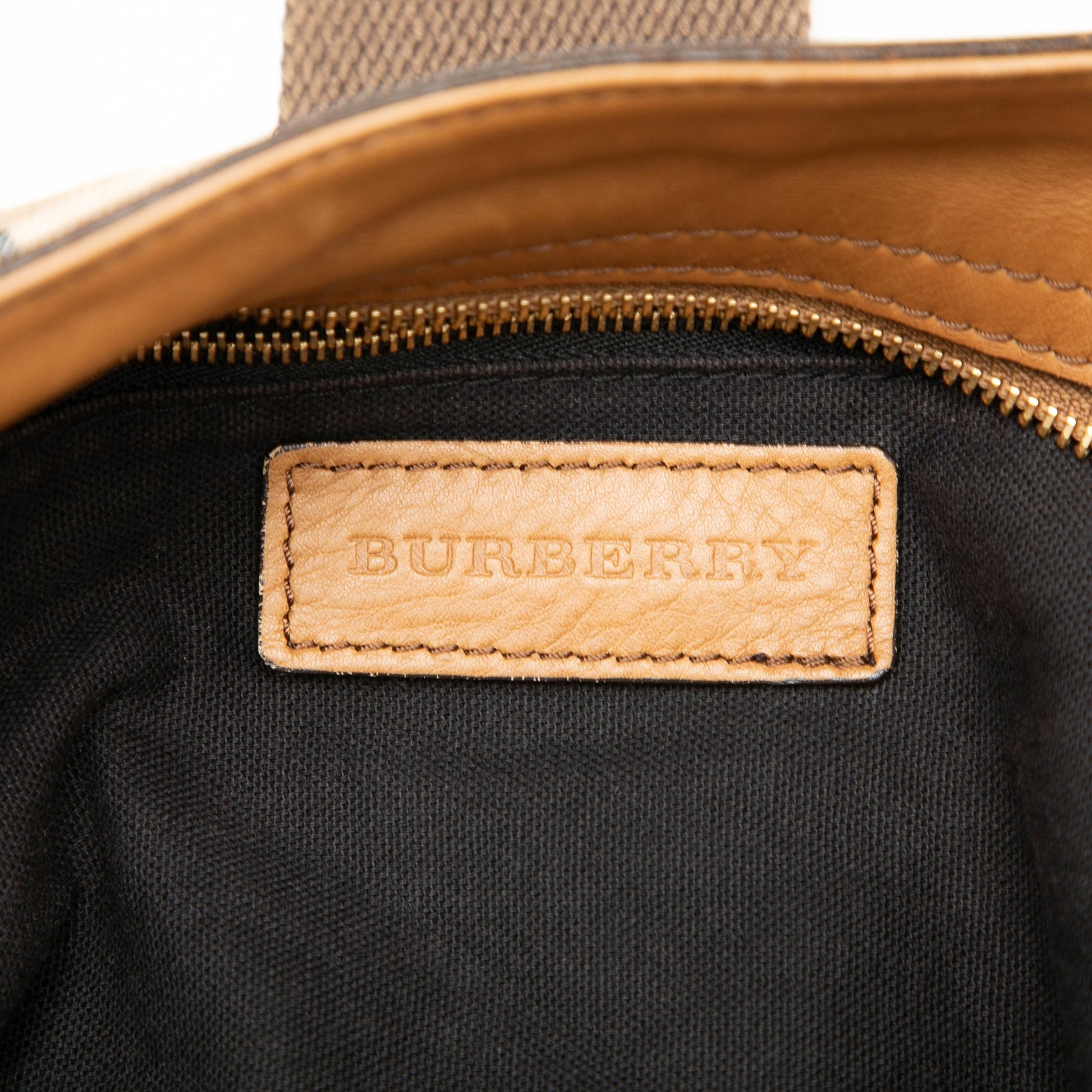 Burberry Medium House Check Canvas Ashwood Hobo