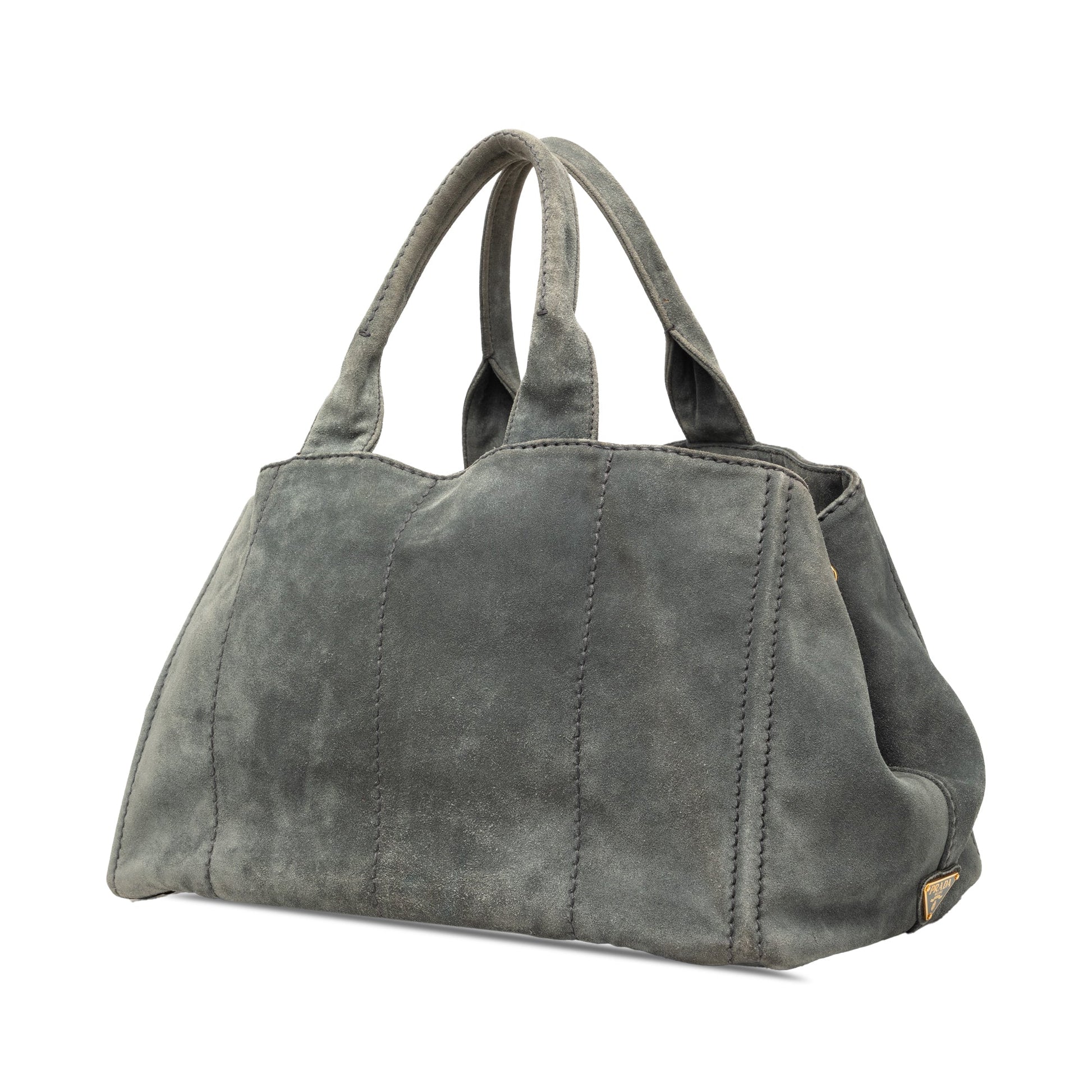 Prada Large Scamosciato Canapa Logo Satchel